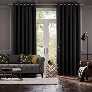 Vicenza Faux Silk Black Curtains thumbnail image