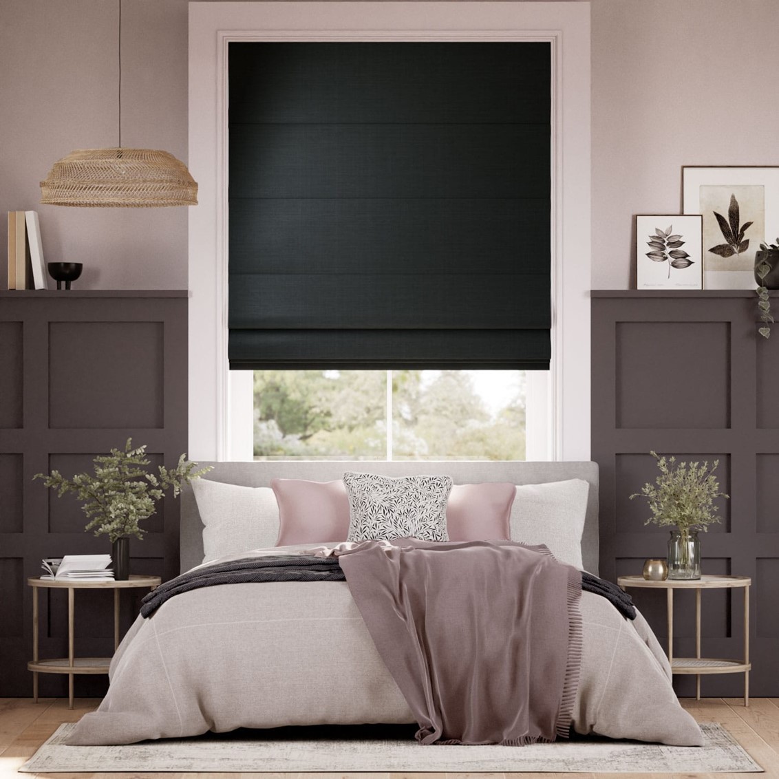 Vicenza Faux Silk Black Roman Blind