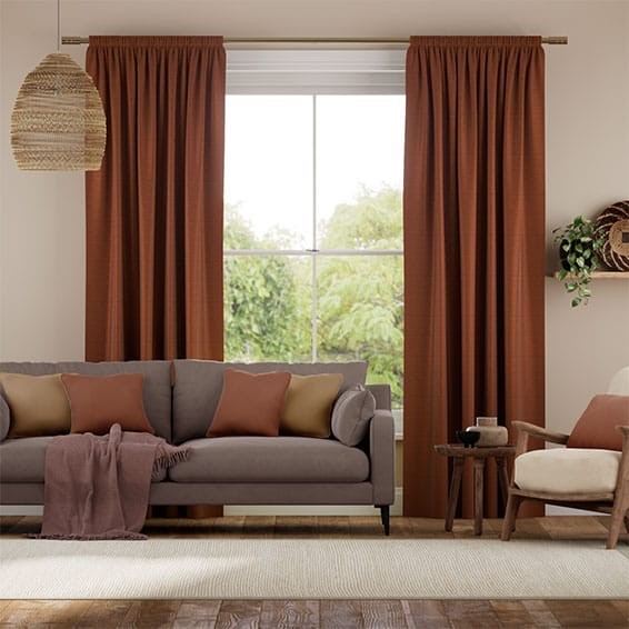 Vicenza Faux Silk Burnt Copper Curtains