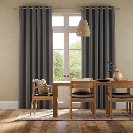 Vicenza Faux Silk Charcoal Curtains