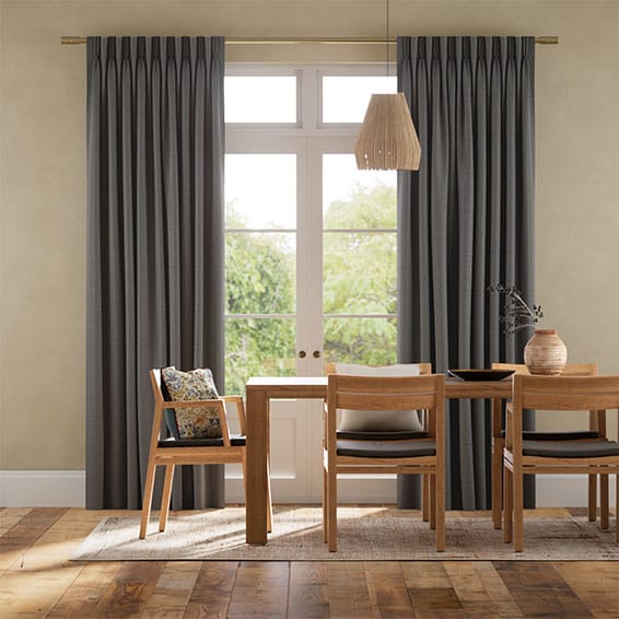 Vicenza Faux Silk Charcoal Curtains