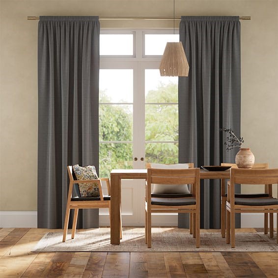 Vicenza Faux Silk Charcoal Curtains