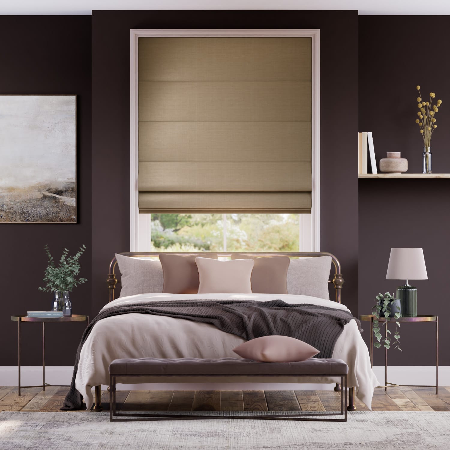 Vicenza Faux Silk Mocha Roman Blind