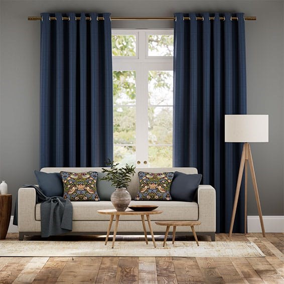 Vicenza Faux Silk Navy Curtains