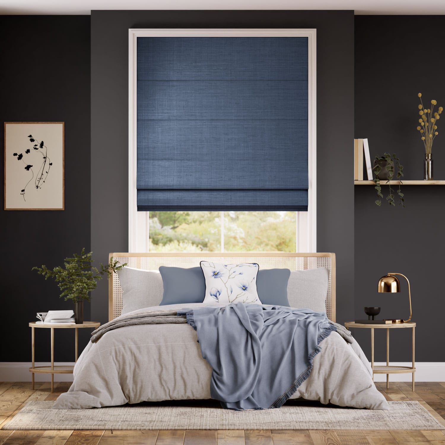 Vicenza Faux Silk Navy Roman Blind