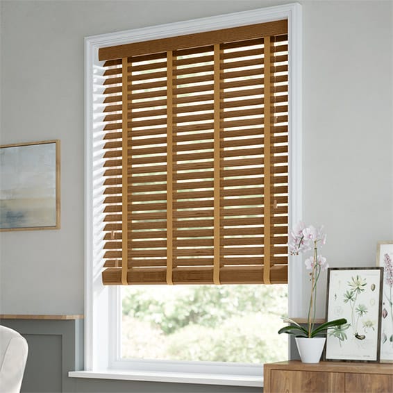 Vintage Oak & Camel Wooden Blind - 50mm Slat