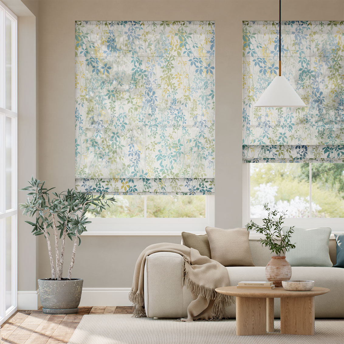 Virginia Creeper Voile Spring Roman Blind
