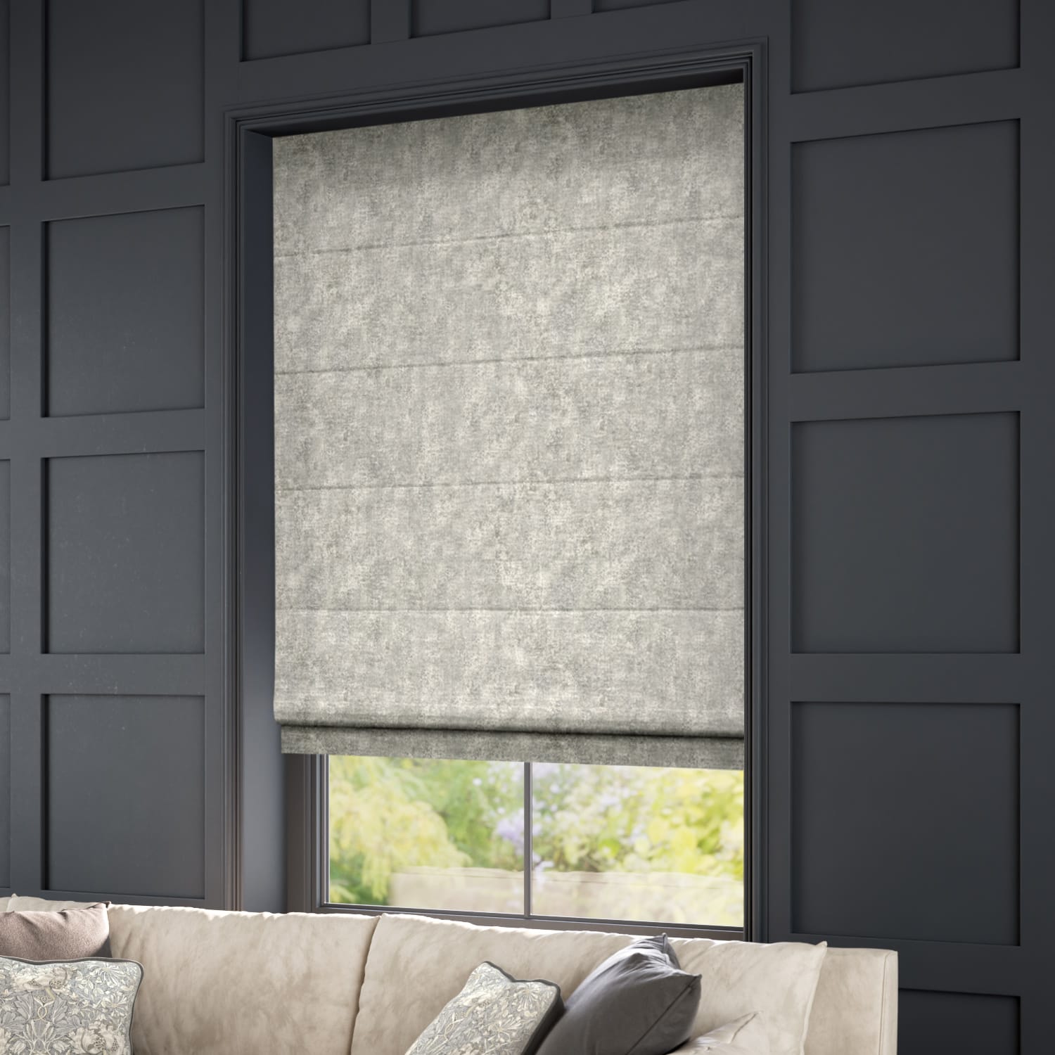 Walcot Chenille Silver Roman Blind