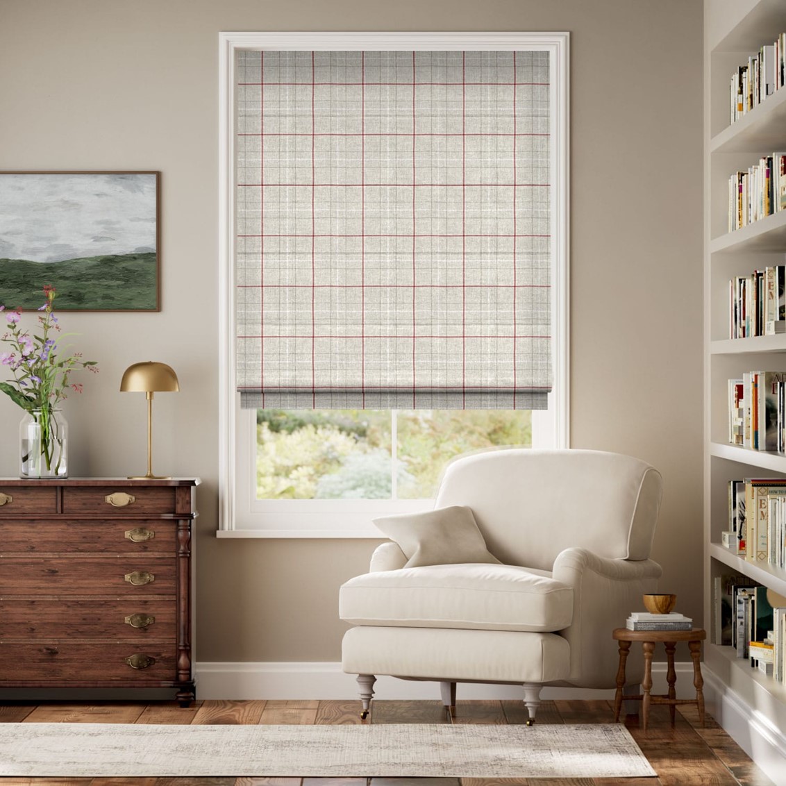 Washington Crimson Roman Blind