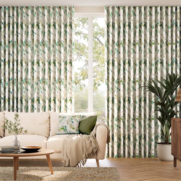 Watercolour Canopy Leaf Green Curtains thumbnail image