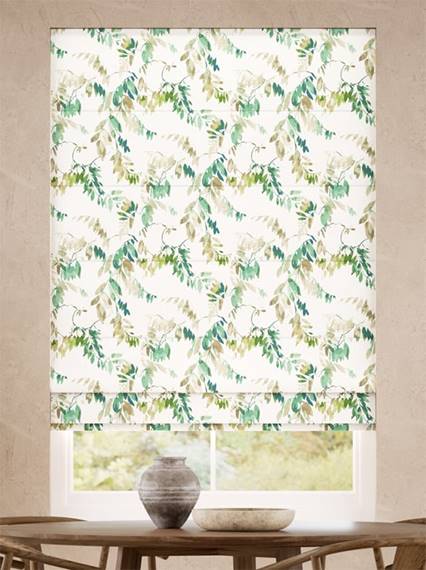 Watercolour Canopy Leaf Green Roman Blind thumbnail image