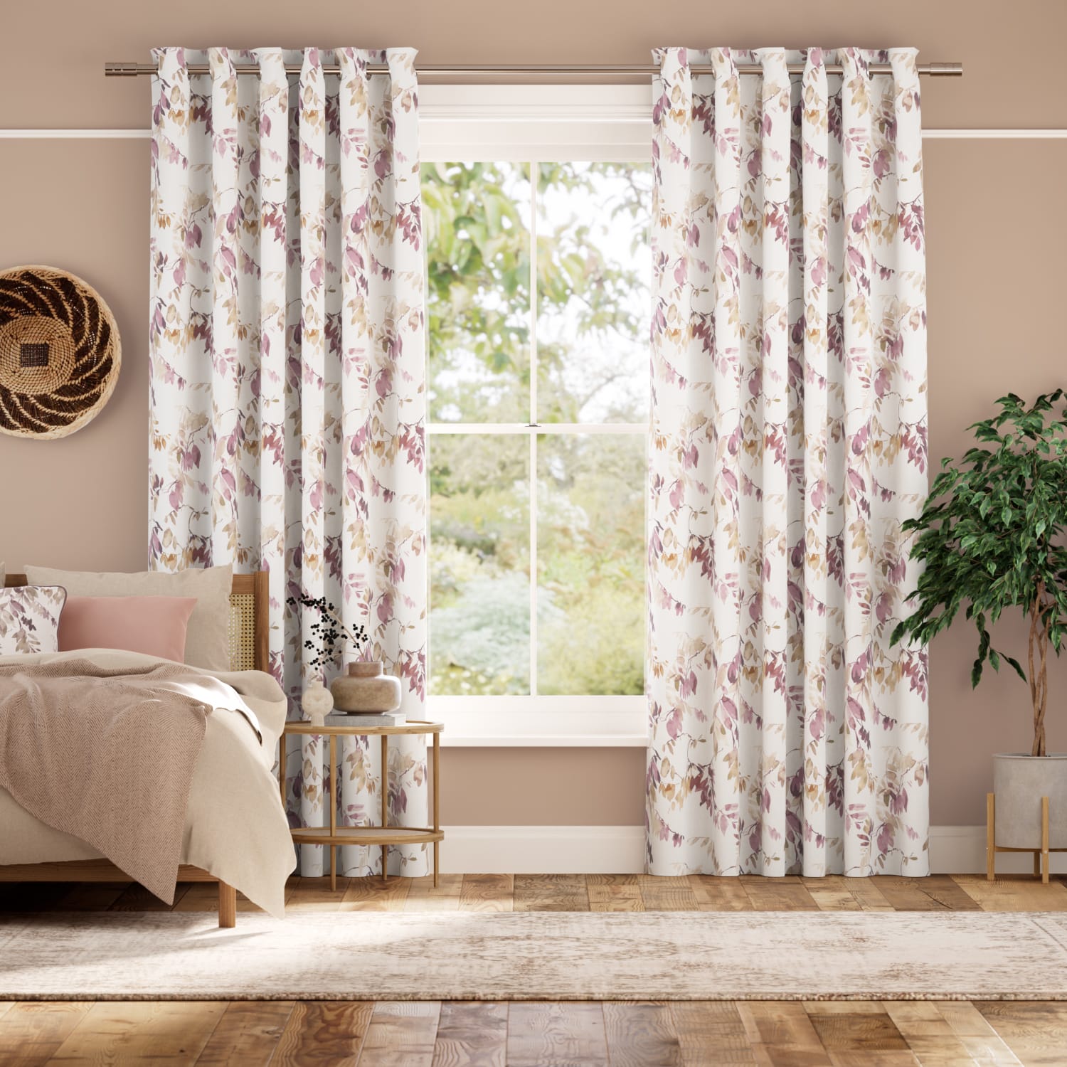 Watercolour Canopy Mauve Curtains