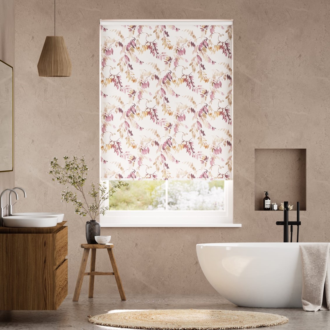 Watercolour Canopy Mauve Roller Blind