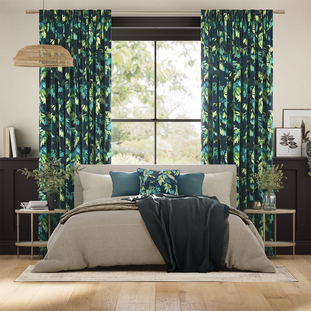Watercolour Canopy Teal Curtains thumbnail image