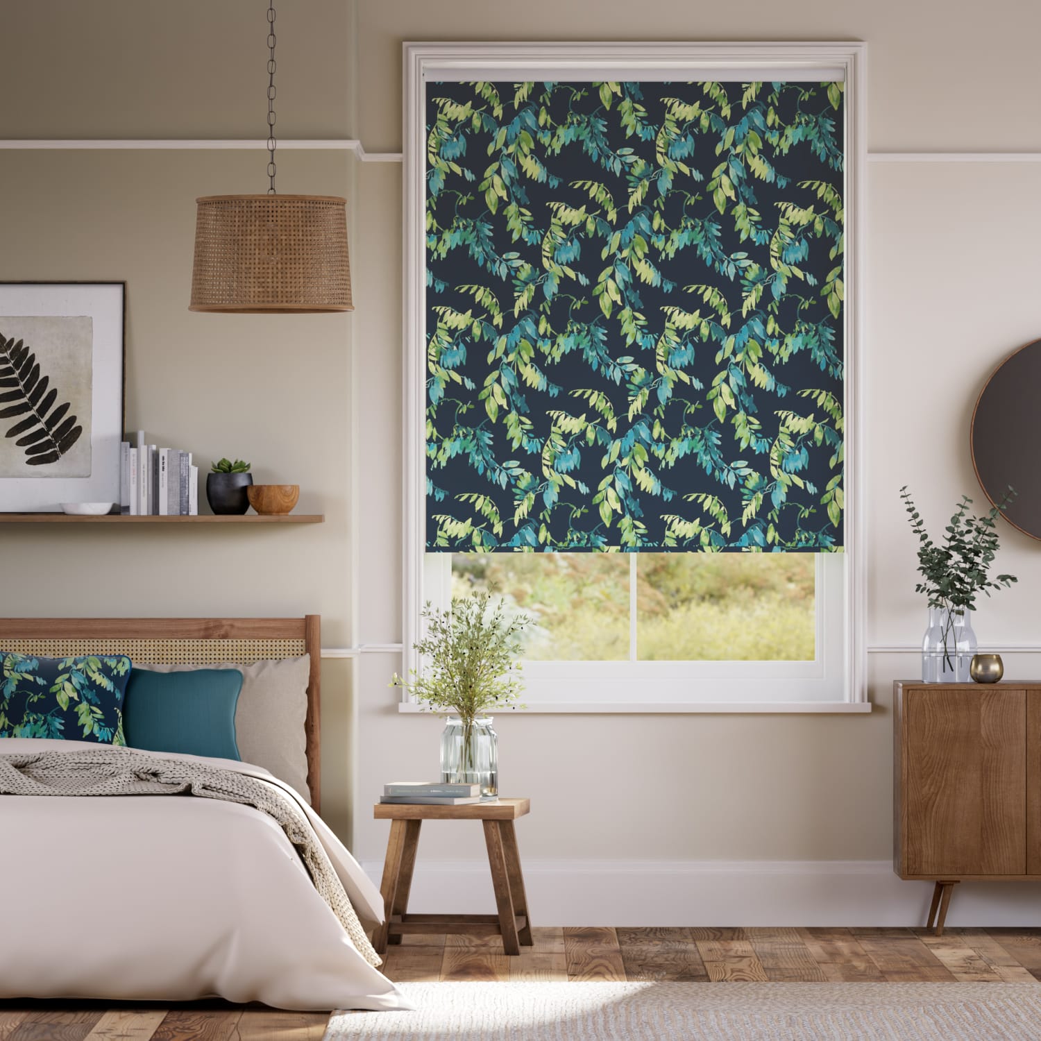 Watercolour Canopy Teal Roller Blind