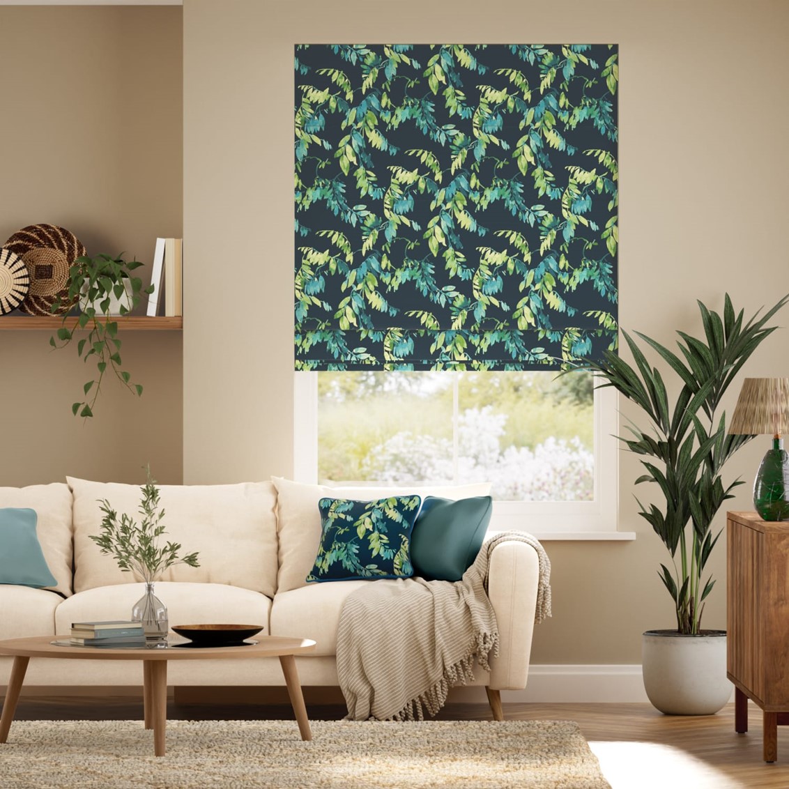 Watercolour Canopy Teal Roman Blind