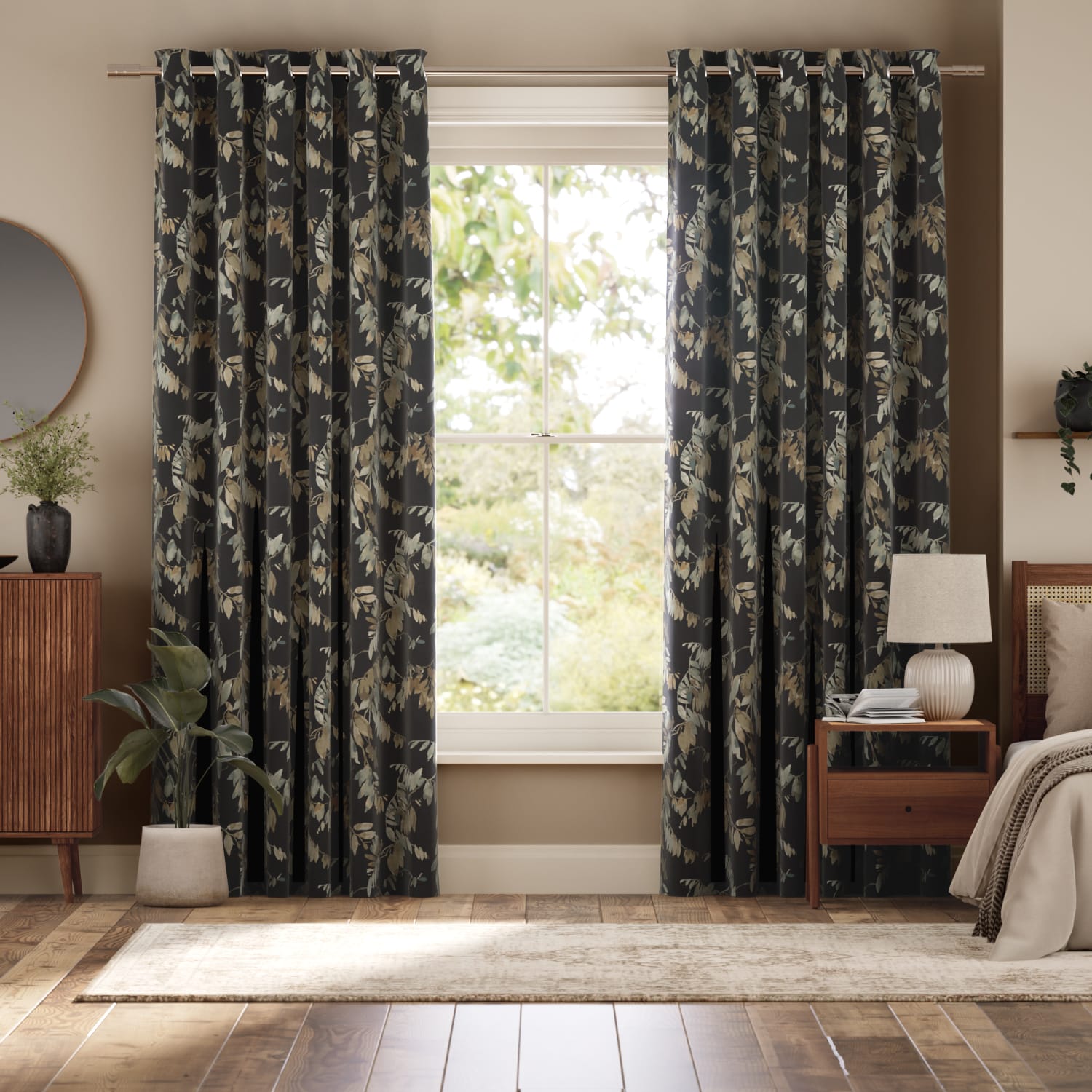 Watercolour Canopy Velvet Duck Egg Curtains