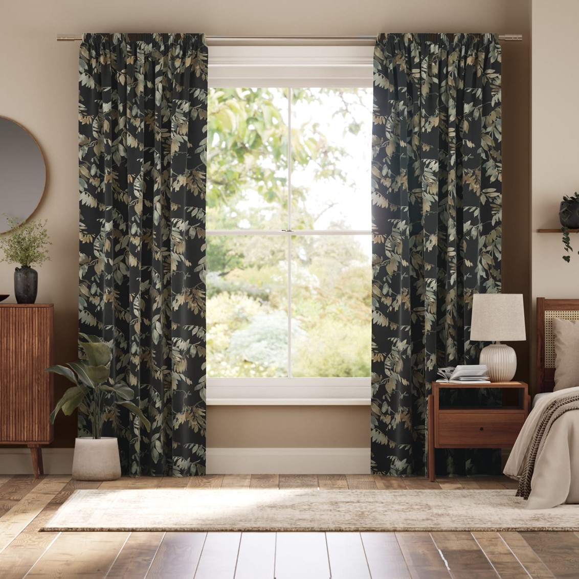 Watercolour Canopy Velvet Duck Egg Curtains