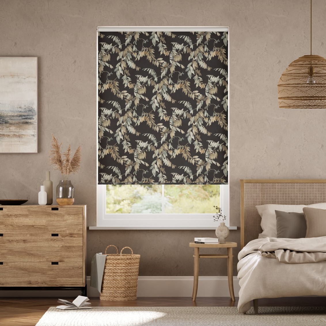 Watercolour Canopy Velvet Duck Egg Roller Blind