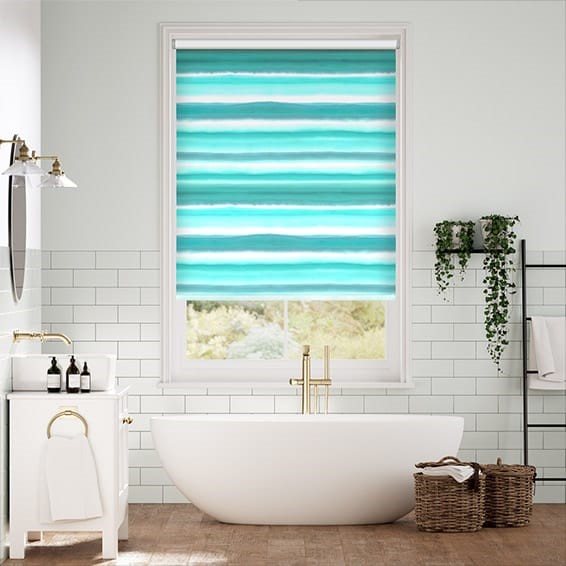 Watercolour Stripe Teal Roller Blind