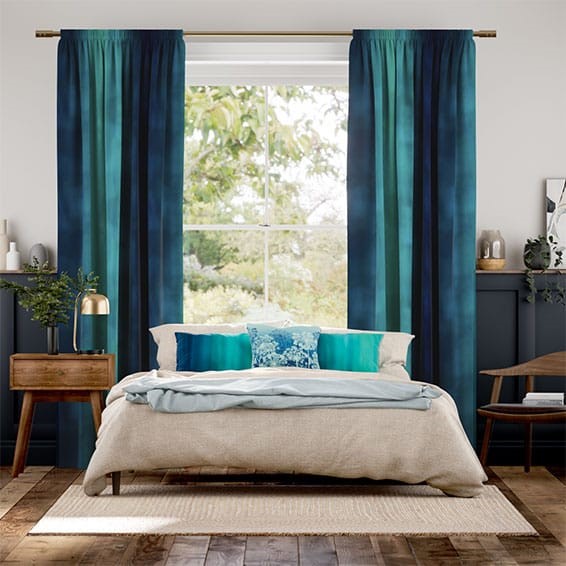 Watercolour Teal Curtains