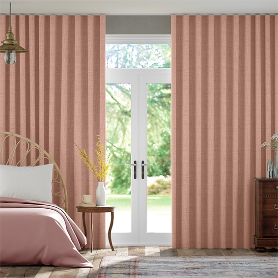 Bijou Linen Blush Pink  Wave Curtains