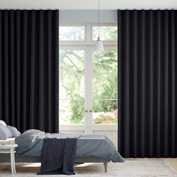 Bijou Linen Indigo  Wave Curtains