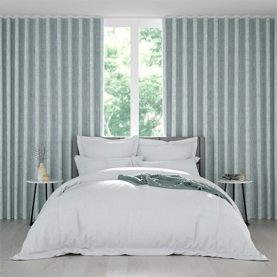 Wave Eternity Linen Blue Mist Curtains