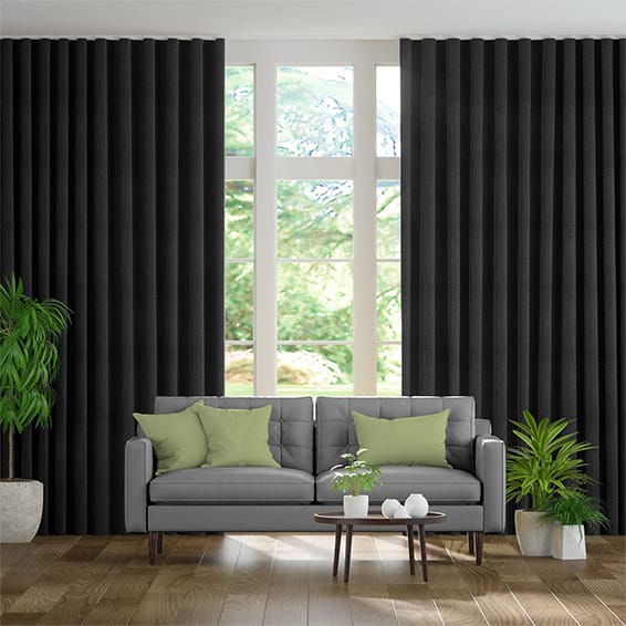 Eternity Linen Charcoal Wave Curtains