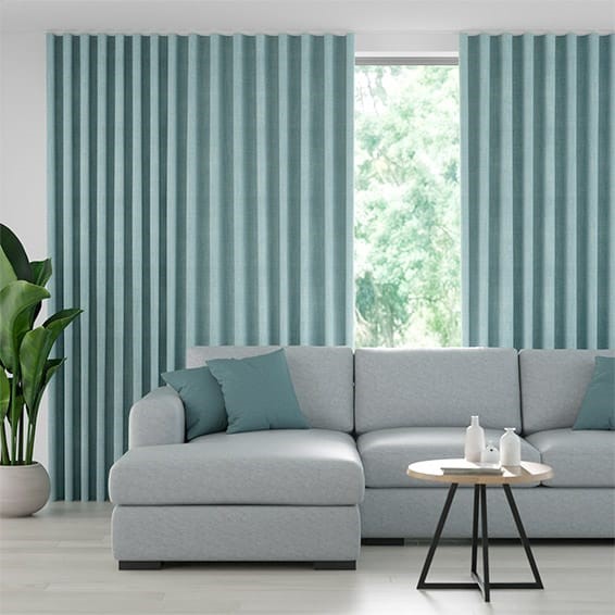 Wave Eternity Linen Teal Curtains