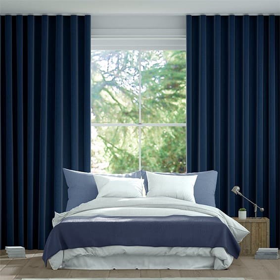 Eternity Linen Twilight Blue  Wave Curtains