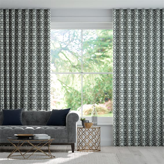 Lattice Charcoal  Wave Curtains