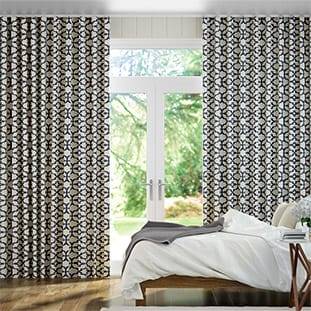 Wave Lattice Navy Blue Wave Curtains thumbnail image