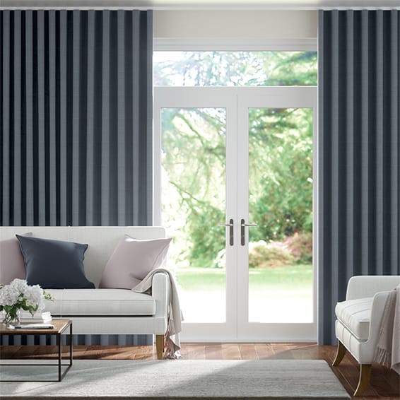 Leyton Deep Navy Wave Curtains