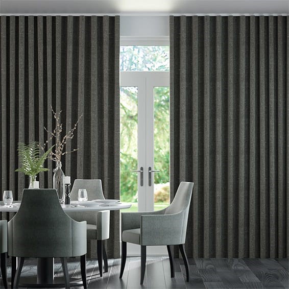 Paleo Linen Graphite  Wave Curtains