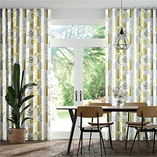 Wave Tropical Leaves Ochre Wave Curtains thumbnail image