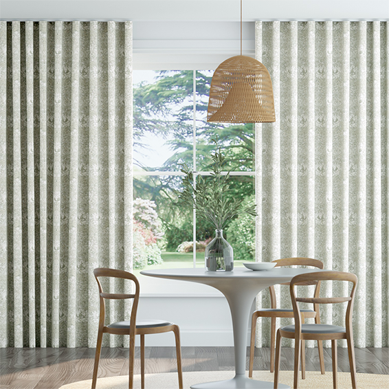 William Morris Honeysuckle and Tulip Natural Grey Wave Curtains