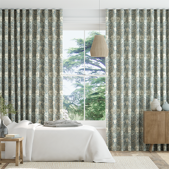 William Morris Honeysuckle and Tulip Slate Wave Curtains