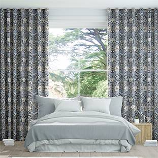 Wave William Morris Honeysuckle and Tulip Velvet Grey Blue Wave Curtains thumbnail image