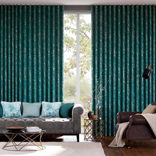 Whispering Grass Jacquard Peacock Curtains thumbnail image