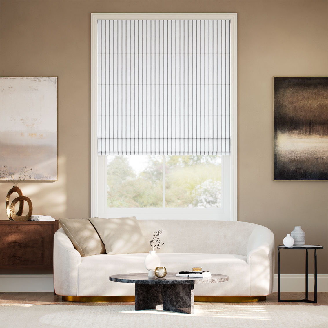 Whitby Stripe Charcoal Roman Blind