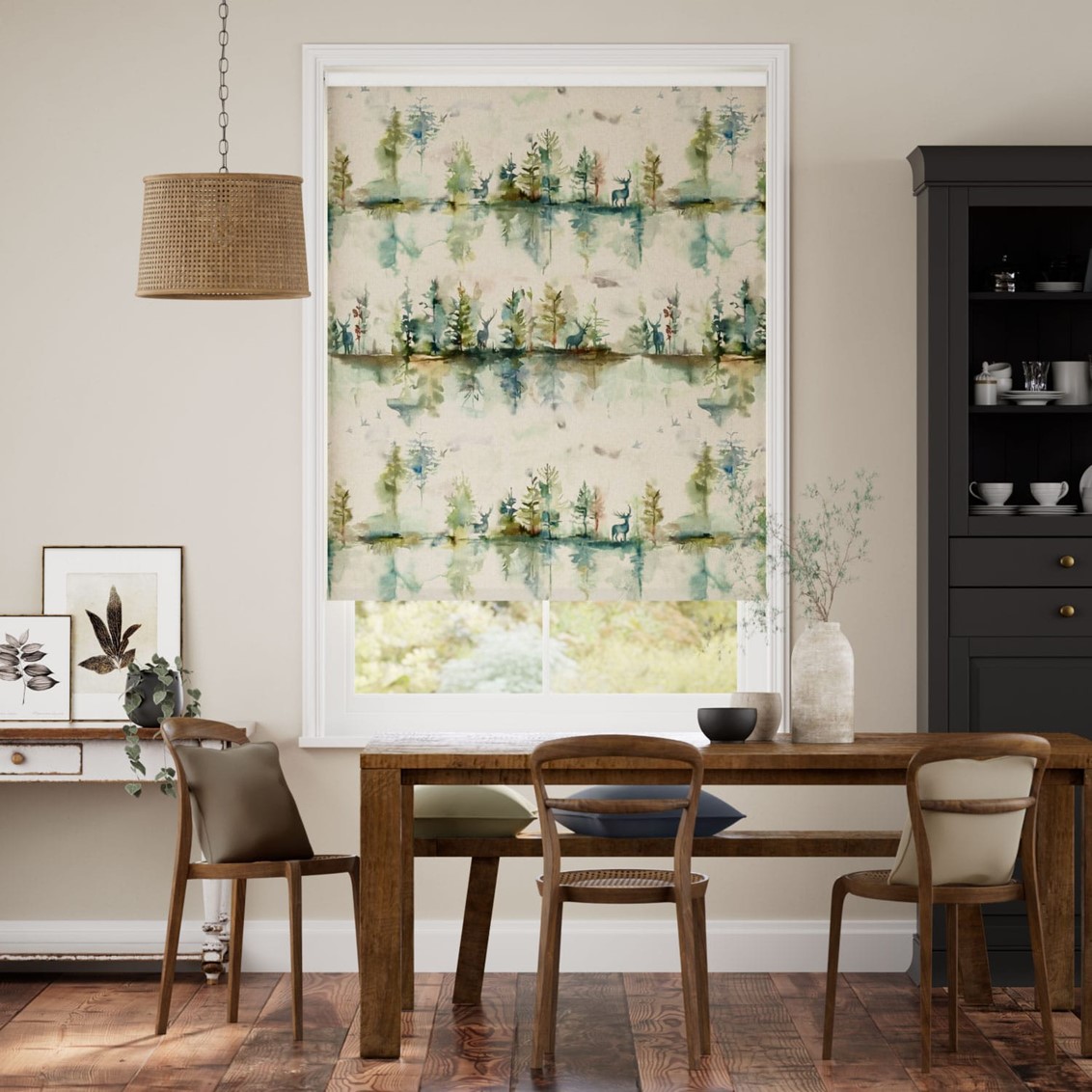 Wilderness Blackout Topaz Linen Roller Blind