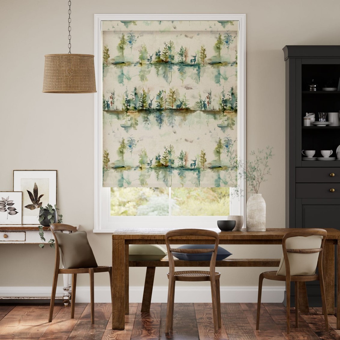 Wilderness Blackout Topaz Linen Roller Blind