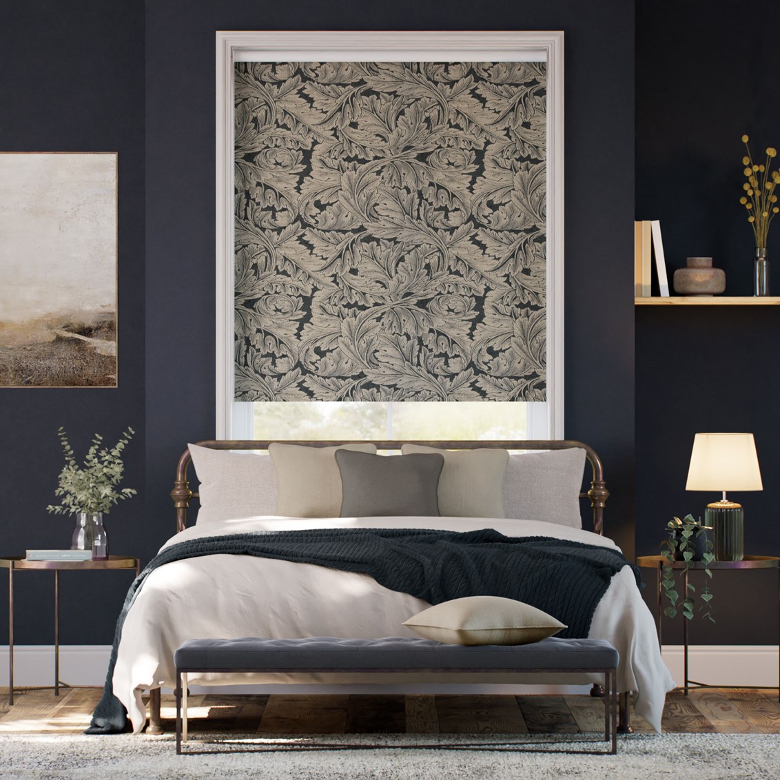 William Morris Acanthus Jacquard Antique Bronze  Roller Blind