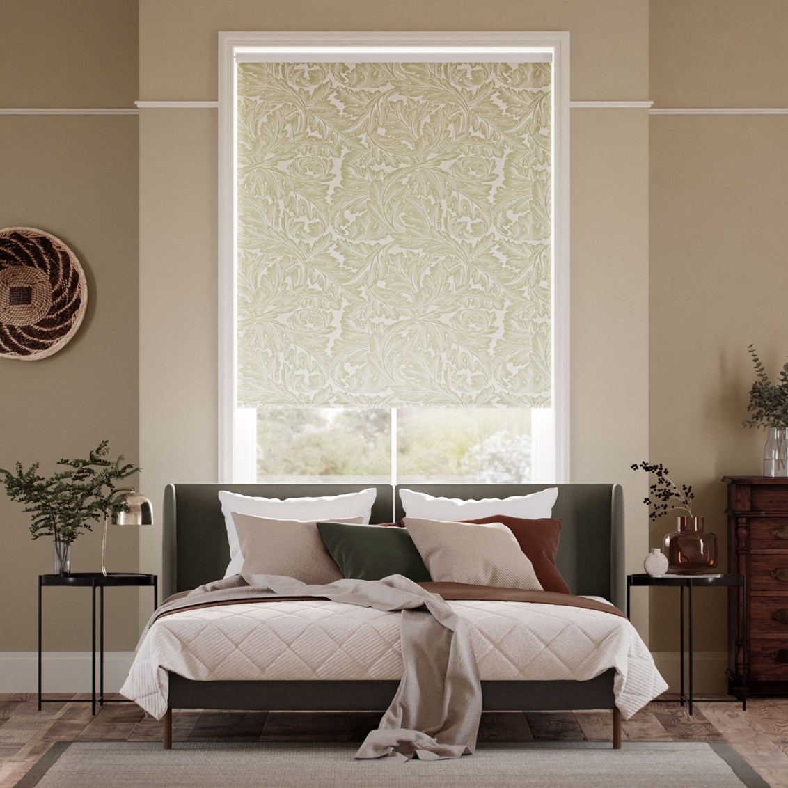 William Morris Acanthus Jacquard Olive  Roller Blind