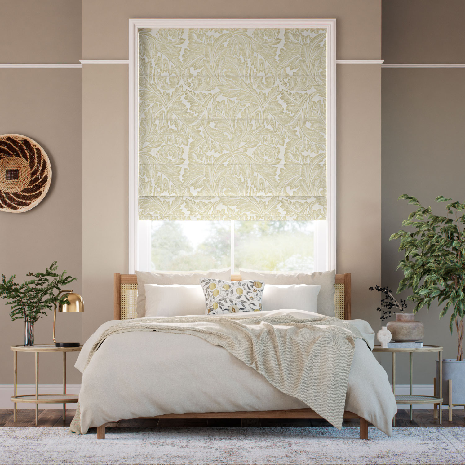 William Morris Acanthus Jacquard Olive  Roman Blind