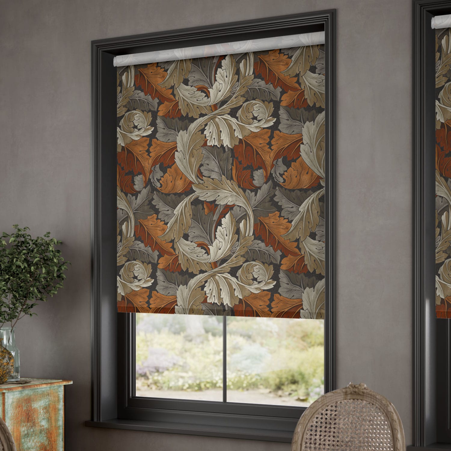 William Morris Acanthus Velvet Chestnut Roller Blind