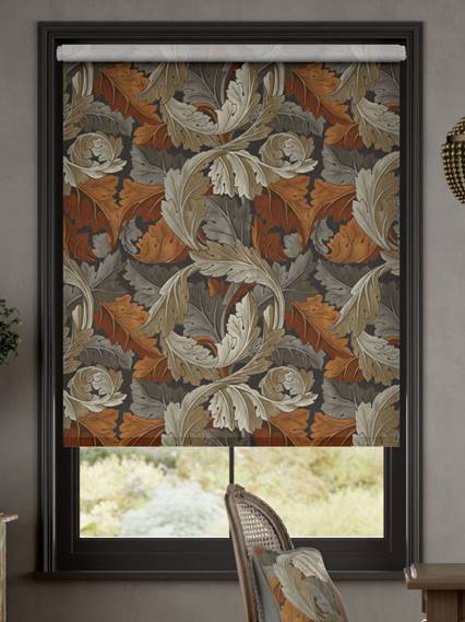 Electric William Morris Acanthus Velvet Chestnut Roller Blind thumbnail image