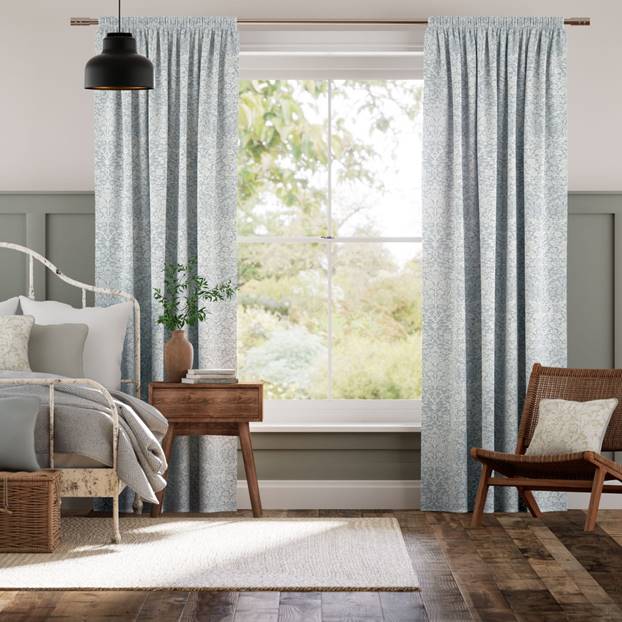 William Morris Blackthorn Blue Grey Curtains thumbnail image