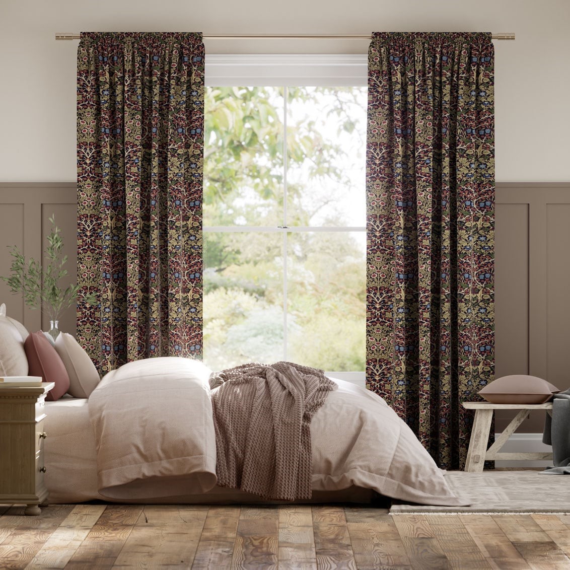 William Morris Blackthorn Damson Curtains